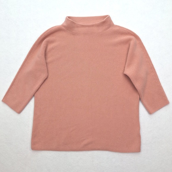 Lands' End Sweaters - Lands End Sweater Womens XL Pink Coral Mock Neck Ribbed‎ 3/4 Sleeve Pullover